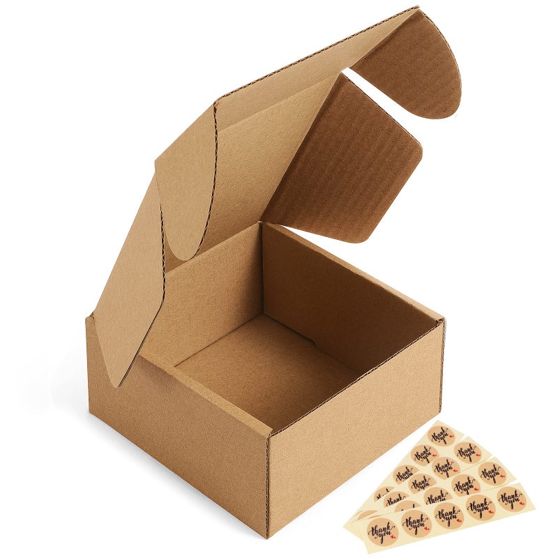 Eupako Small Shipping Boxes 4x4x2 Inches - 50 Pack Brown Corrugated Cardboard boxes for Packaging Small Business, Mailer Box - Image 1